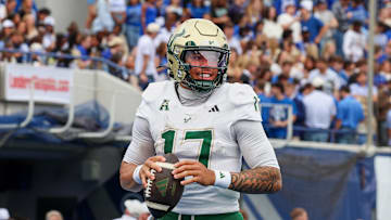 USF head football coach Alex Golesh on quarterback Byrum Brown's future: "I think his season is crazy high."