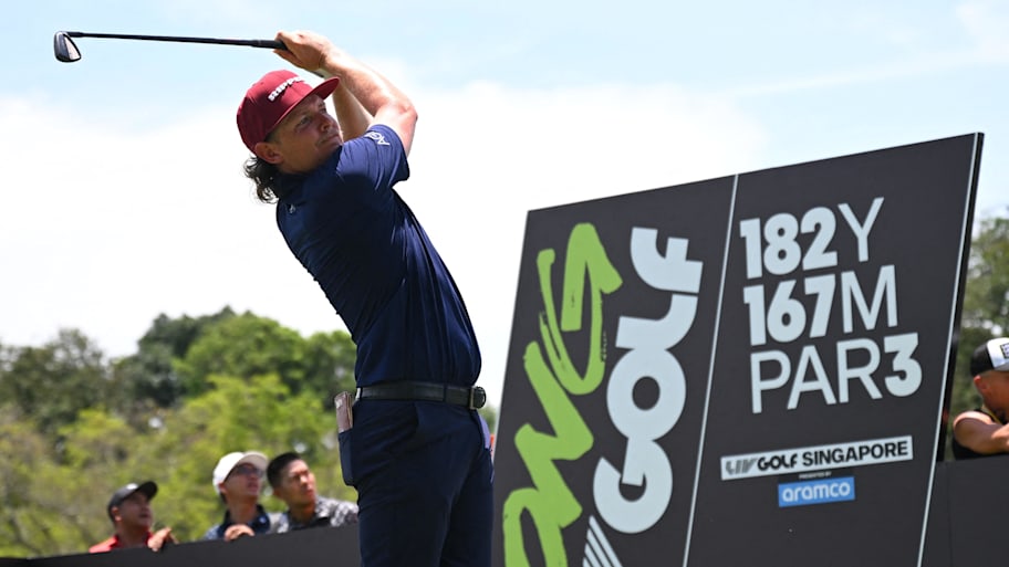 Cameron Smith in action during the first round of LIV Golf Singapore 2025 at Sentosa Golf Club.