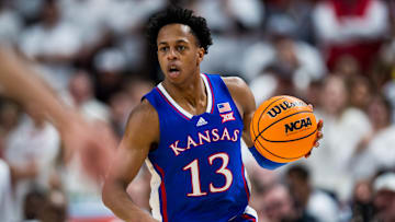 Kansas basketball guard Elmarko Jackson