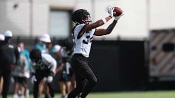 Cornerback Gregory Junior catches a pass during training camp with the Jaguars. The Packers signed him on Wednesday.