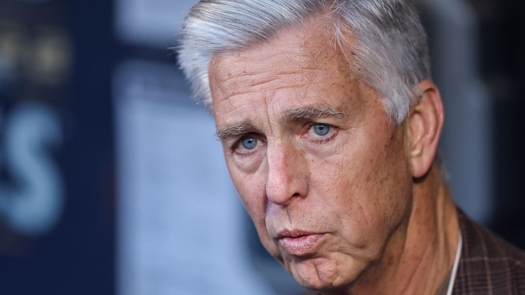 Nov 1, 2022; Philadelphia, PA, USA; Philadelphia Phillies president of baseball operations Dave Dombrowski talks with the media before game three of the 2022 World Series against the Houston Astros at Citizens Bank Park. Mandatory Credit: Bill Streicher-Imagn Images
