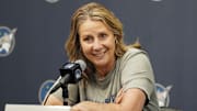 Jun 21, 2025; Minneapolis, Minnesota, USA; Minnesota Lynx head coach Cheryl Reeve answers questions from the media before the game with the Los Angeles Sparks at Target Center. Mandatory Credit: Bruce Kluckhohn-Imagn Images