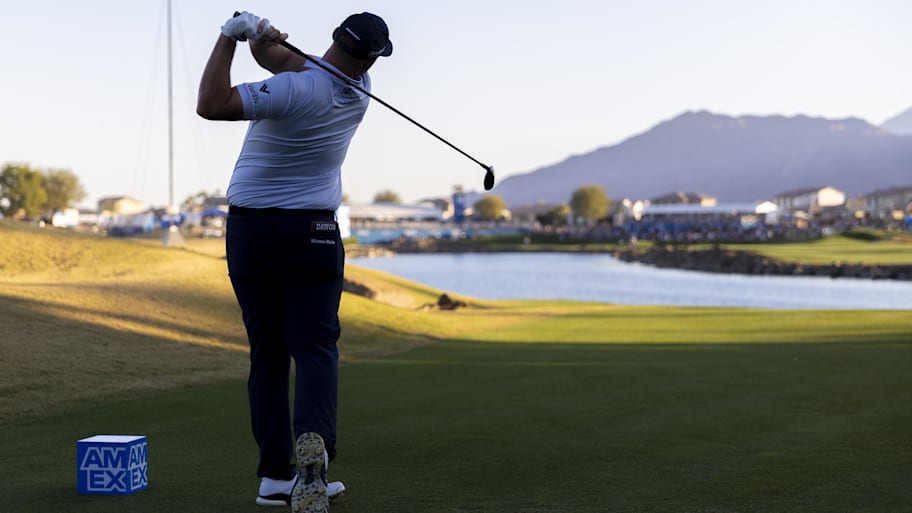 Sepp Straka plays his shot from the 18th tee during the final round of the 2025 American Express. 
