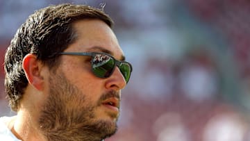 Oklahoma offensive coordinator Jeff Lebby is pictured before the college football game between the