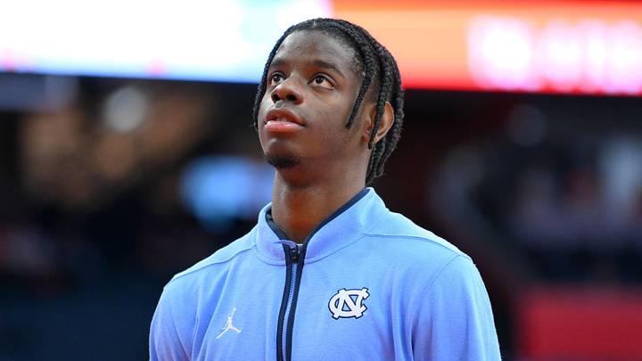 North Carolina Tar Heels forward Caleb Wilson (8) looks on