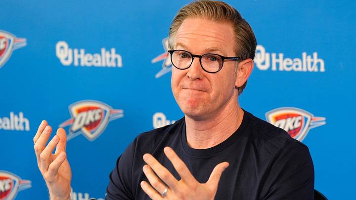 Sam Presti, Thunder General Manager, has his end-of-season media access, Monday, June 8, 2026.