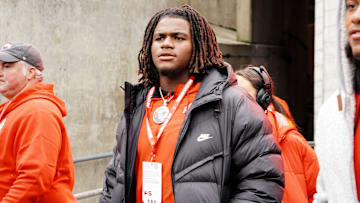 Deuce Geralds visits OSU the day of the Ohio State Buckeyes' 38-15 win over the Indiana Hoosiers in an NCAA football game at Ohio Stadium in Columbus on Saturday, Nov. 23, 2024.