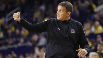 Dec 29, 2023; Ann Arbor, Michigan, USA;  McNeese State Cowboys head coach Will Wade coaches during a game against Michigan. 