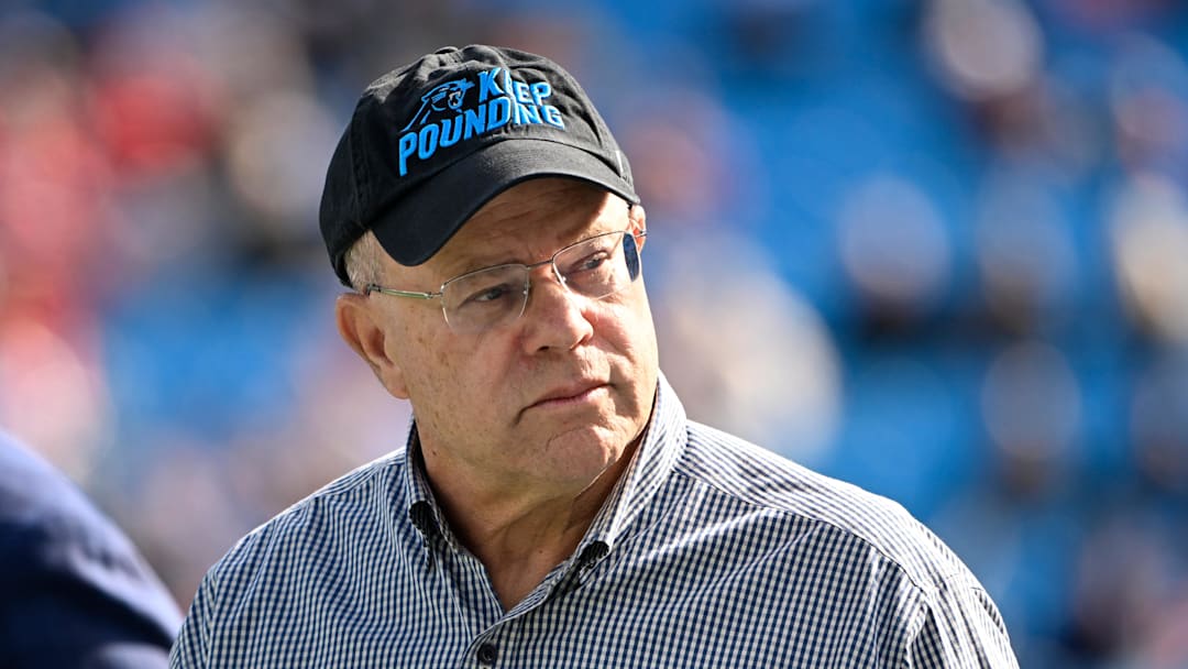 Nov 24, 2024; Charlotte, North Carolina, USA;  Carolina Panthers owner David Tepper before the game at Bank of America Stadium. Mandatory Credit: Bob Donnan-Imagn Images