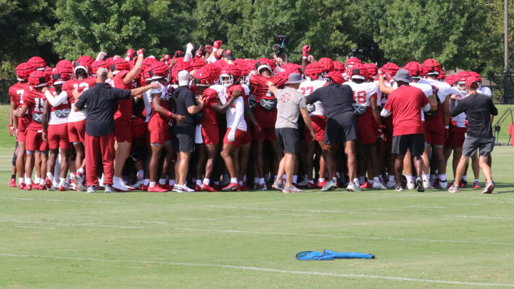 Oklahoma breaks down practice in fall camp.