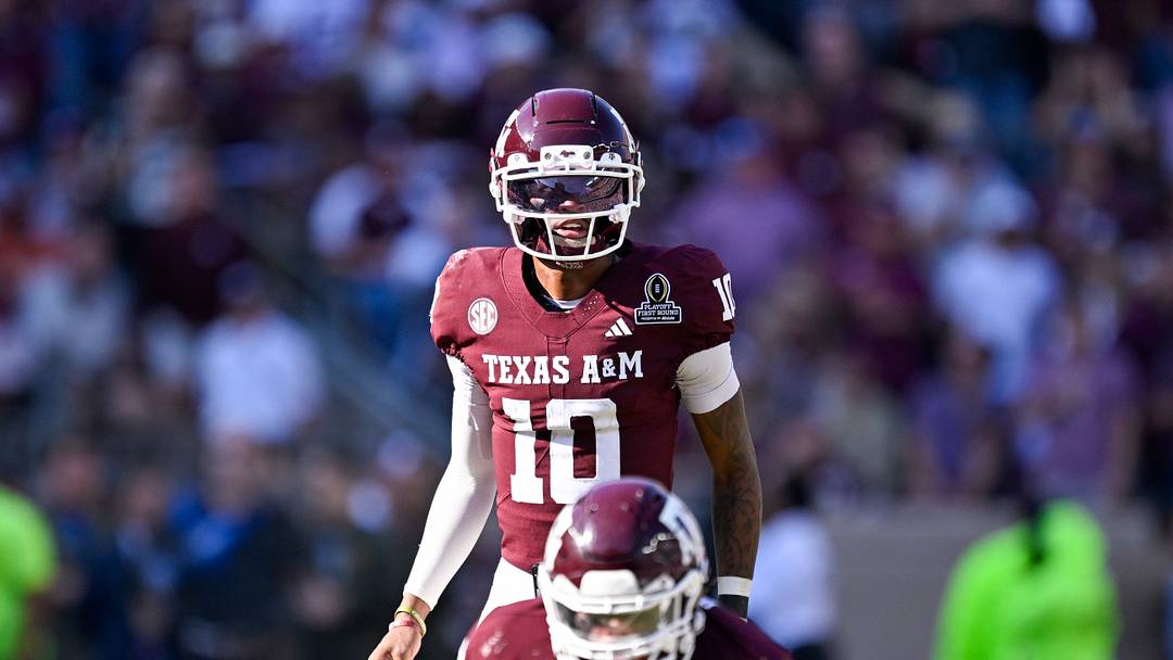 Dec 20, 2025; College Station, TX, USA; Texas A&M Aggies quarterback Marcel Reed (10) looks on during the game between the Aggies and the Hurricanes at Kyle Field. Mandatory Credit: Jerome Miron-Imagn Images Dec 20, 2025; College Station, TX, USA; Texas A&M Aggies quarterback Marcel Reed (10) looks on during the game between the Aggies and the Hurricanes at Kyle Field. Mandatory Credit: Jerome Miron-Imagn Images