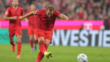 Harry Kane fires in the first of his three goals against Stuttgart 