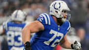 Indianapolis Colts offensive tackle Braden Smith (72) moves on the field Saturday, Jan. 6, 2024, during a game against the Houston Texans at Lucas Oil Stadium in Indianapolis.