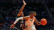 Tennessee guard Ruby Whitehorn (2) runs around Mississippi's Chandler Prater (5) during a women's college basketball game between the Lady Vols and Mississippi State at Thompson-Boling Arena at Food City Center on Thursday, Jan. 16, 2025.