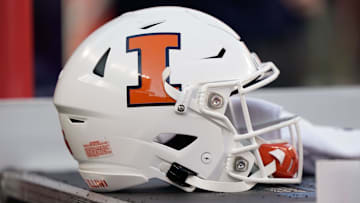 Dec 30, 2019; Santa Clara, California, USA;  General view of the Illinois Fighting Illini helmet during the second quarter against California Golden Bears at Levi's Stadium. Mandatory Credit: Stan Szeto-Imagn Images