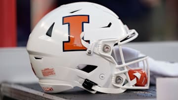 Dec 30, 2019; Santa Clara, California, USA;  General view of the Illinois Fighting Illini helmet during the second quarter against California Golden Bears at Levi's Stadium. Mandatory Credit: Stan Szeto-Imagn Images