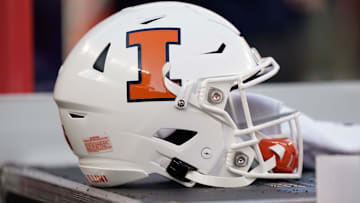 Dec 30, 2019; Santa Clara, California, USA;  General view of the Illinois Fighting Illini helmet during the second quarter against California Golden Bears at Levi's Stadium. Mandatory Credit: Stan Szeto-Imagn Images