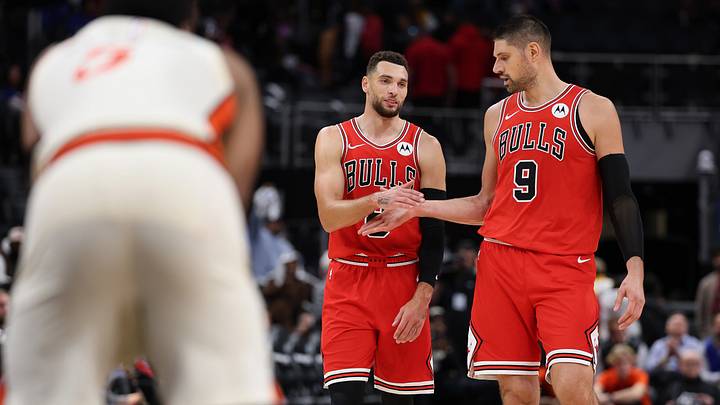 Zach LaVine, Nikola Vucevic, Chicago Bulls v Detroit Pistons