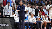 Mar 21, 2025; Milwaukee, WI, USA; Mississippi Rebels head coach Chris Beard during the first half of a first round NCAA men’s tournament game against the North Carolina Tar Heels at Fiserv Forum. Mandatory Credit: Jeff Hanisch-Imagn Images
