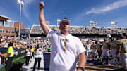 Georgia Tech Yellow Jackets head coach Brent Key celebrates after a victory over the Syracuse Orange