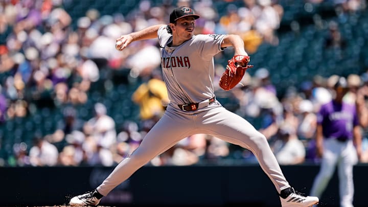 Jun 22, 2025; Denver, Colorado, USA; Arizona Diamondbacks starting pitcher Brandon Pfaadt (32) pitches in the first inning against the Colorado Rockies at Coors Field. Mandatory Credit: Isaiah J. Downing-Imagn Images Jun 22, 2025; Denver, Colorado, USA; Arizona Diamondbacks starting pitcher Brandon Pfaadt (32) pitches in the first inning against the Colorado Rockies at Coors Field. Mandatory Credit: Isaiah J. Downing-Imagn Images