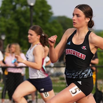 Arrowhead's Avery Bott competes in the Division 1 girls 400-meter dash during the WIAA State Track and Field meet on Friday, June 6, 2025 at Veterans Memorial Field in La Crosse, Wis.