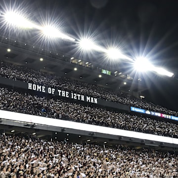 A general view of the student section during the game between the Texas A&M Aggies and the Texas Longhorns. The Longhorns defeated the Aggies 17-7. at Kyle Field. 