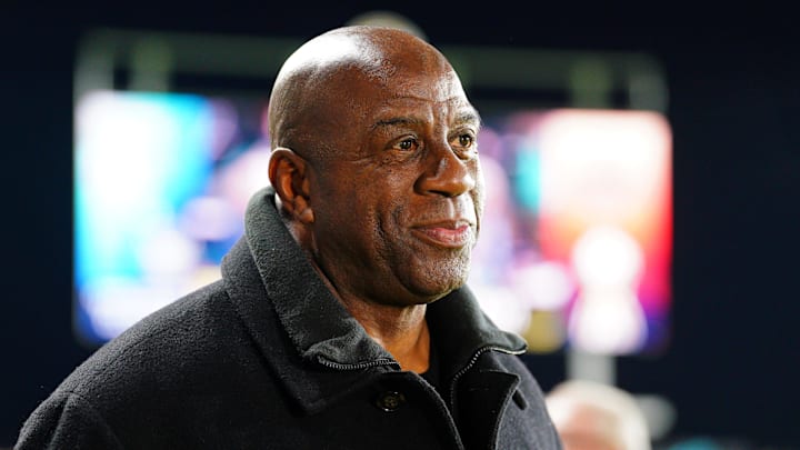 Magic Johnson attends the 2024 NWSL Championship match at CPKC Stadium. 