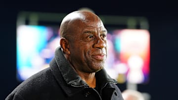 Magic Johnson attends the 2024 NWSL Championship match at CPKC Stadium.
