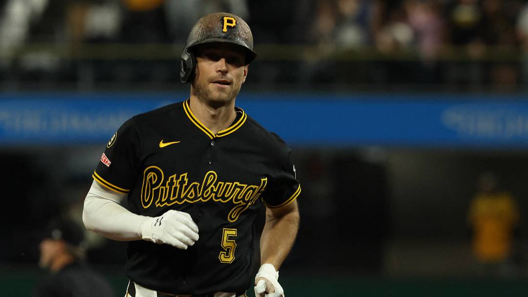 Sep 19, 2026; Pittsburgh, Pennsylvania, USA;  Pittsburgh Pirates second baseman Brandon Lowe (5) circles the bases on a game winning two-run home run against the Kansas City Royals during the eighth inning at PNC Park.  Mandatory Credit: Charles LeClaire-Imagn Images