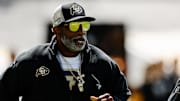 Apr 19, 2025; Boulder, CO, USA; Colorado Buffaloes head coach Deion Sanders during the spring game at Folsom Field. 