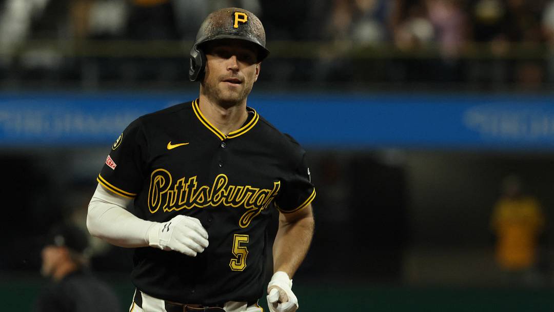 Sep 19, 2026; Pittsburgh, Pennsylvania, USA;  Pittsburgh Pirates second baseman Brandon Lowe (5) circles the bases on a game winning two-run home run against the Kansas City Royals during the eighth inning at PNC Park.  Mandatory Credit: Charles LeClaire-Imagn Images