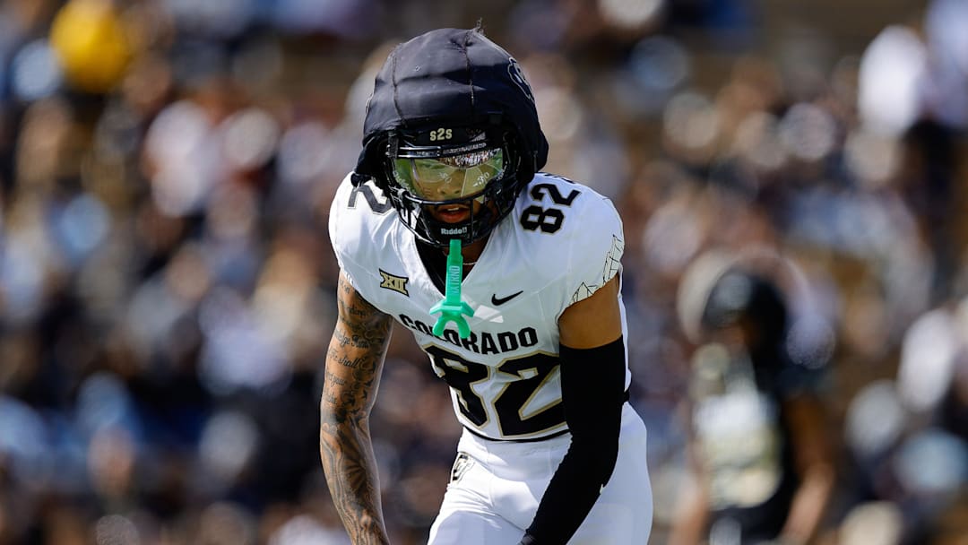 Apr 19, 2025; Boulder, CO, USA; Colorado Buffaloes wide receiver Terrell Timmons Jr. (82) during the spring game at Folsom Field. Mandatory Credit: Isaiah J. Downing-Imagn Images