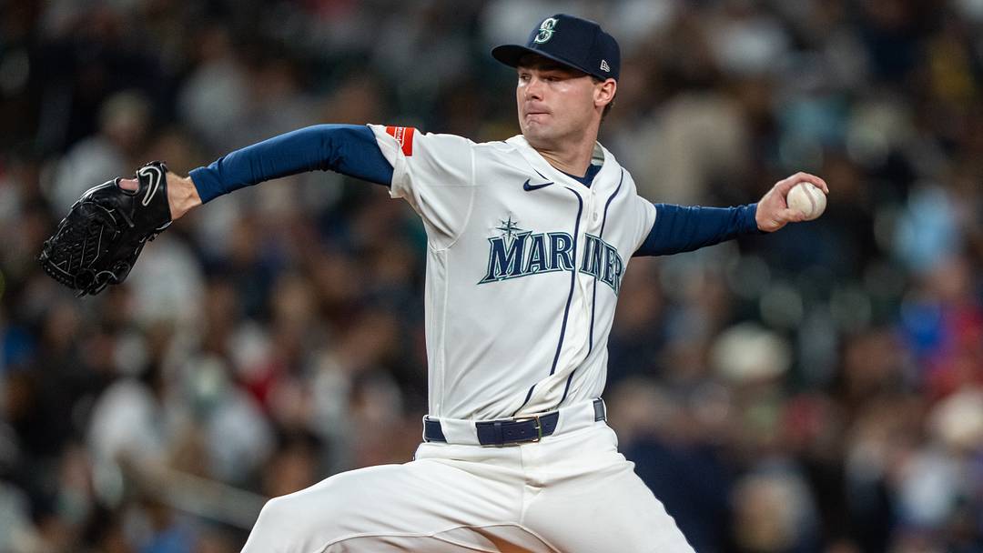 Sep 26, 2026; Seattle, Washington, USA; Seattle Mariners starter Kade Anderson (13) delivers a pitch during the third inning against the Los Angeles Angels at T-Mobile Park. Mandatory Credit: Stephen Brashear-Imagn Images