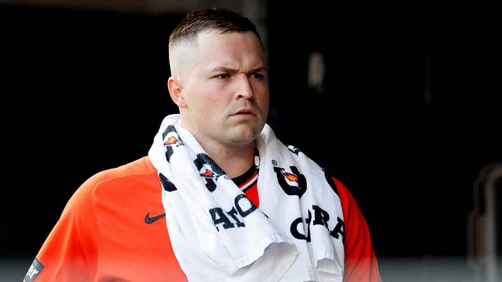 Jul 24, 2026; Detroit, Michigan, USA;  Detroit Tigers pitcher Tarik Skubal (29) in the dugout in the third inning against the Kansas City Royals at Comerica Park. Mandatory Credit: Rick Osentoski-Imagn Images