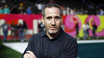 Feb 3, 2025; New Orleans, LA, USA; Philadelphia Eagles general manager Howie Roseman looks on during Super Bowl LIX Opening Night at Ceasars Superdome. Mandatory Credit: Stephen Lew-Imagn Images