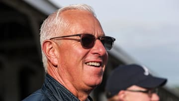 Trainer Todd Pletcher outside his barn Friday morning, April 26, 2024, at Churchill Downs as he talks to the media about Kentucky Derby contender Fierceness.