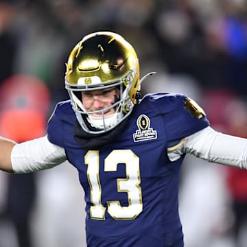 Riley Leonard during No. 3 Notre Dame's CFP first-round game against No. 9 Indiana on Dec. 20, 2024.