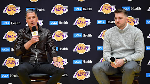 Feb 4, 2025; El Segundo, CA, USA; Los Angeles Lakers vice president of basketball operations and general manager Rob Pelinka 