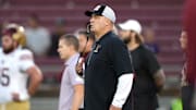 Sep 13, 2025; Stanford, California, USA; Boston College Eagles head coach Bill O'Brien before the game against the Stanford Cardinal at Stanford Stadium. Mandatory Credit: Darren Yamashita-Imagn Images