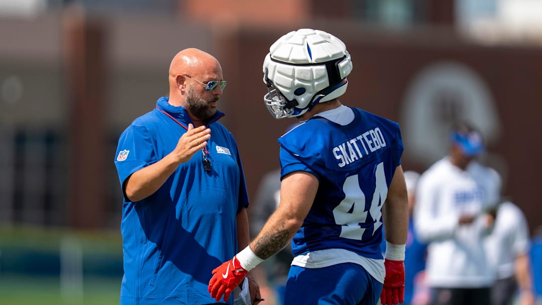 Giants head coach Brian Daboll, running back Cam Skattebo