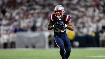 New England Patriots running back TreVeyon Henderson