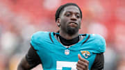 September 28, 2025; Santa Clara, California, USA; Jacksonville Jaguars wide receiver Brian Thomas Jr. (7) after the game against the San Francisco 49ers at Levi's Stadium. Mandatory Credit: Kyle Terada-Imagn Images