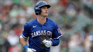 Sep 28, 2025; West Sacramento, California, USA; Kansas City Royals right fielder Mike Yastrzemski (13) jogs around the bases after hitting a solo home run against the Athletics during the seventh inning at Sutter Health Park. Mandatory Credit: Dennis Lee-Imagn Images