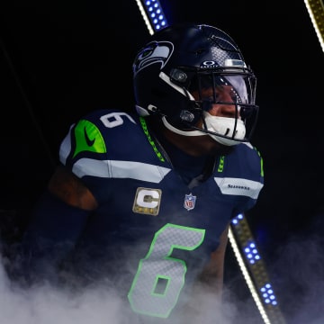 Nov 12, 2023; Seattle, Washington, USA; Seattle Seahawks safety Quandre Diggs (6) exits the locker room before a game against the Washington Commanders at Lumen Field. Mandatory Credit: Joe Nicholson-USA TODAY Sports