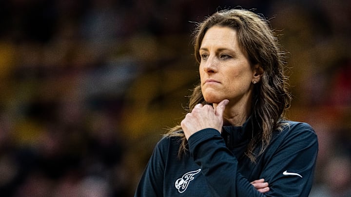 Indiana Fever head coach Stephanie White during a preseason game at Carver-Hawkeye Arena in Iowa City. Indiana Fever head coach Stephanie White during a preseason game at Carver-Hawkeye Arena in Iowa City.