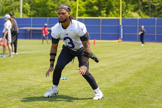 Buffalo Bills safety Damar Hamlin works out during Minicamp at Highmark Stadium.
