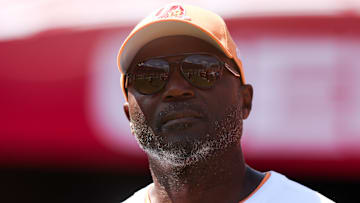 Tampa Bay Buccaneers head coach Todd Bowles watched his team commit a stunning amount of penalties in the first quarter of Week 3. (Mandatory Credit: Nathan Ray Seebeck-Imagn Images)