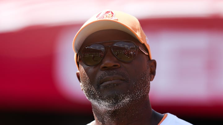 Tampa Bay Buccaneers head coach Todd Bowles looks on before a game against the New York Jets at Raymond James Stadium.