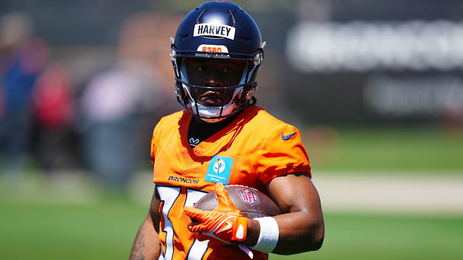 RJ Harvey is the last running back listed on the Broncos depth chart, but don’t expect that to last for long. | Ron Chenoy-Imagn Images